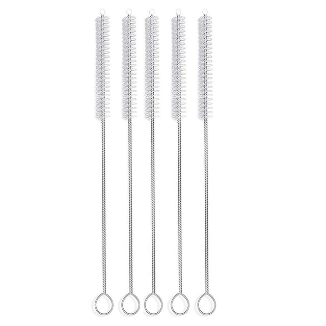 5/10PCS Drinking Straw Cleaning Brush Kit Straw Tube Pipe Cleaner Nylon Stainless Steel Long Handle Cleaning Brushes for Straw - 2