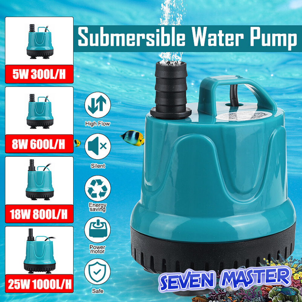 Bảy Master 5/8/18/25/40/60/90W Aquarium đổ bộ dưới máy bơm hút đa chức năng Máy bơm nước chìm bể cá Máy bơm nước