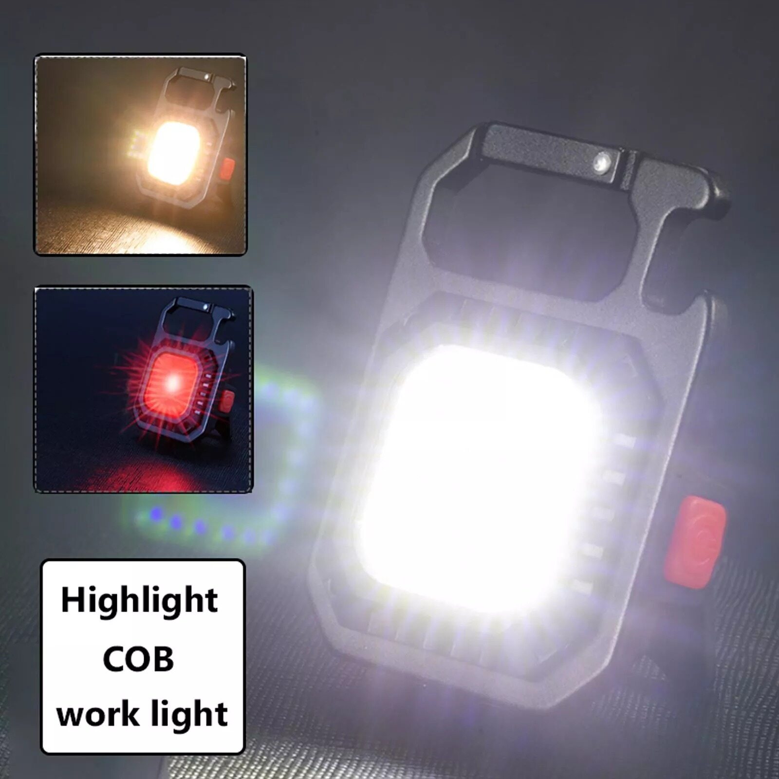Hizozee đèn flash led mini mờ ba màu đèn làm việc kẹp bỏ túi đèn pin cầm tay móc khóa đèn flash cob độ sáng cao sạc usb cho cắm trại ngoài trời đèn nhỏ nút chai đèn móc khóa