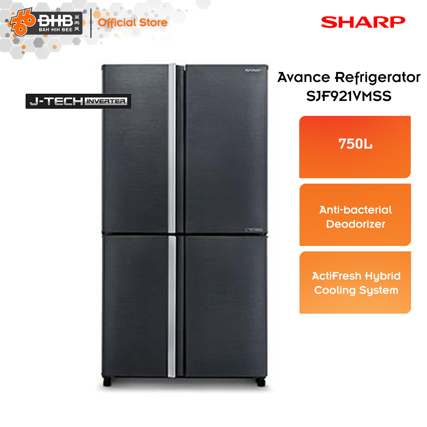 sharp 4 door fridge sjf921vmss