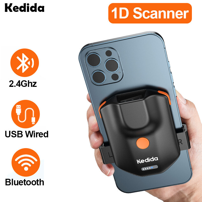 Kedida Portable Laser 1D 2D Barcode Scanner Máy quét mã vạch không dây qua Bluetooth Mã vạch Quét Mã QR cho Windows Mac Android iOS Kho Thư viện Sách