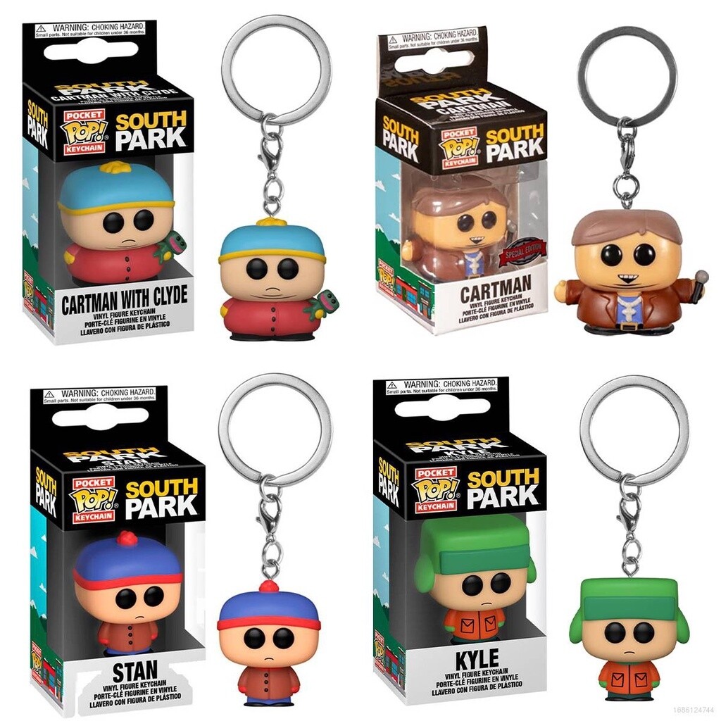 Funko Pop South Park Mô hình nhân vật Keychain Clyde Stan Kyle búp bê mô hình Keyring Búp bê đồ chơi cho trẻ em Quà tặng