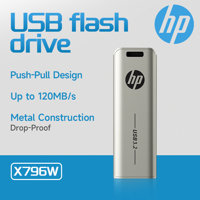 HP Push-Pull Design High-Speed USB Flash Drive Up to 120MB/s Rate Full Metal Construction X796W ราคา 217 บาท*ส่งฟรี