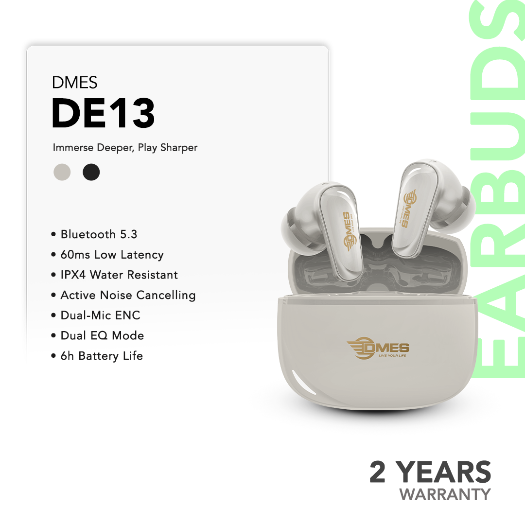 Dmes DE13 ANC Wireless Earbuds Bluetooth 5.3 ENC 4 Mic 60ms Low Latency Dual Mode 10mm Driver IPX4 Game Music Use