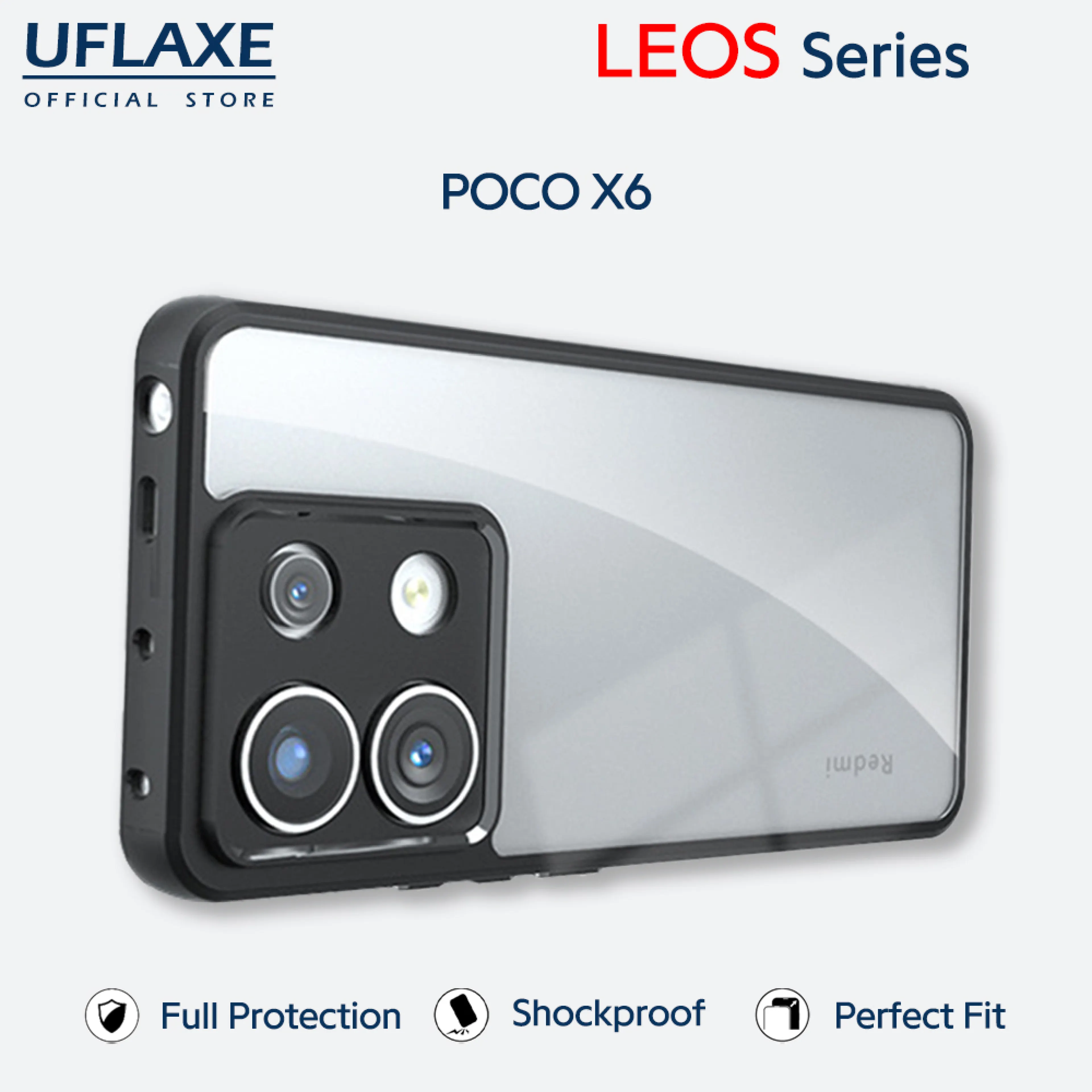 UFLAXE LEOS - For Xiaomi POCO X6 Case - Matte Clear Shockproof Hard Case | Anti-Yellowing Anti-Fingerprint Durable Phone Case