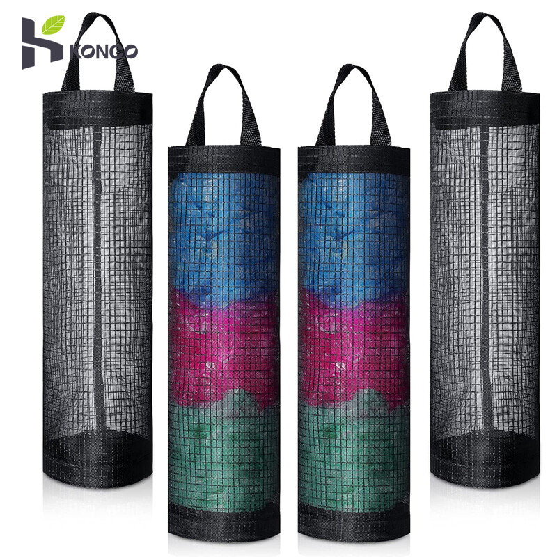 Konco garbage bags organizer Trash bags storage bags Kitchen plastic bag sorting bag plastic bags holder Mesh hanging storage bag random color ราคา 33 บาท*ส่งฟรี