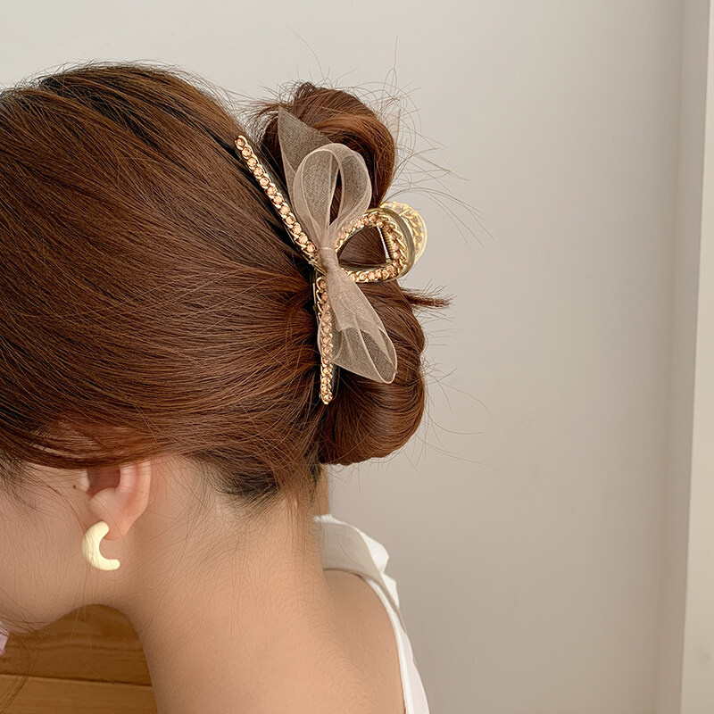 Chain Rhinestone Bow Hairpin Hair Clip Hair Accessories 