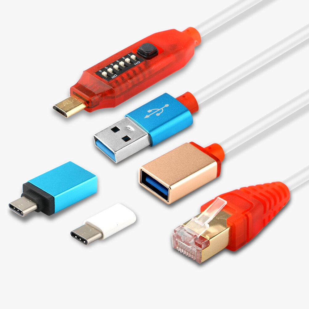 DIYFIX Cáp Khởi Động Tất Cả Trong 1 Micro USB RJ45 Cho Qualcomm EDL/DFC/9008 Chế Độ Hỗ Trợ Sạc Nhanh Hộp MTK/SPD Hộp Bạch Tuộc Bộ Chuyển Đổi USB Dongle