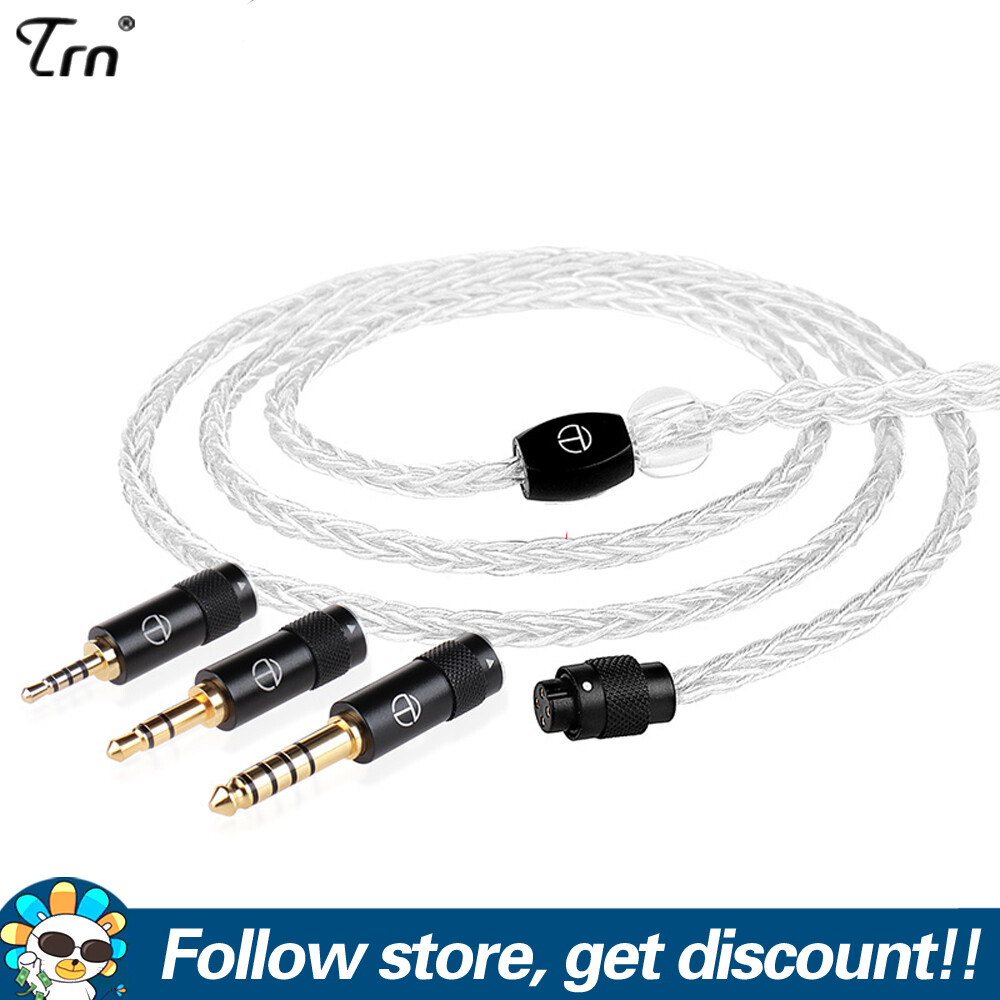 Faaeal trn tn cáp tai nghe 8 lõi đồng oxy có độ tinh khiết cao với silve cáp nâng cấp 4.4mm/2.5mm/3.5mm với đầu nối cpin mmcx/2pin 0.75mm 0.78mm cáp có thể tháo rời cho kz zsn pro dây tai nghe thiết kế phích cắm âm thanh có thể thay thế trn mt1 shure se21