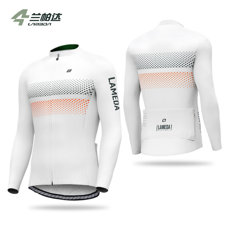 Lameda trang phục đi xe đạp tay áo dài áo đi xe đạp núi giá gắn xe đạp lên thoáng khí có cổ Đạp Xe Đạp Jersey nam kéo khóa của thể thao với túi phía sau