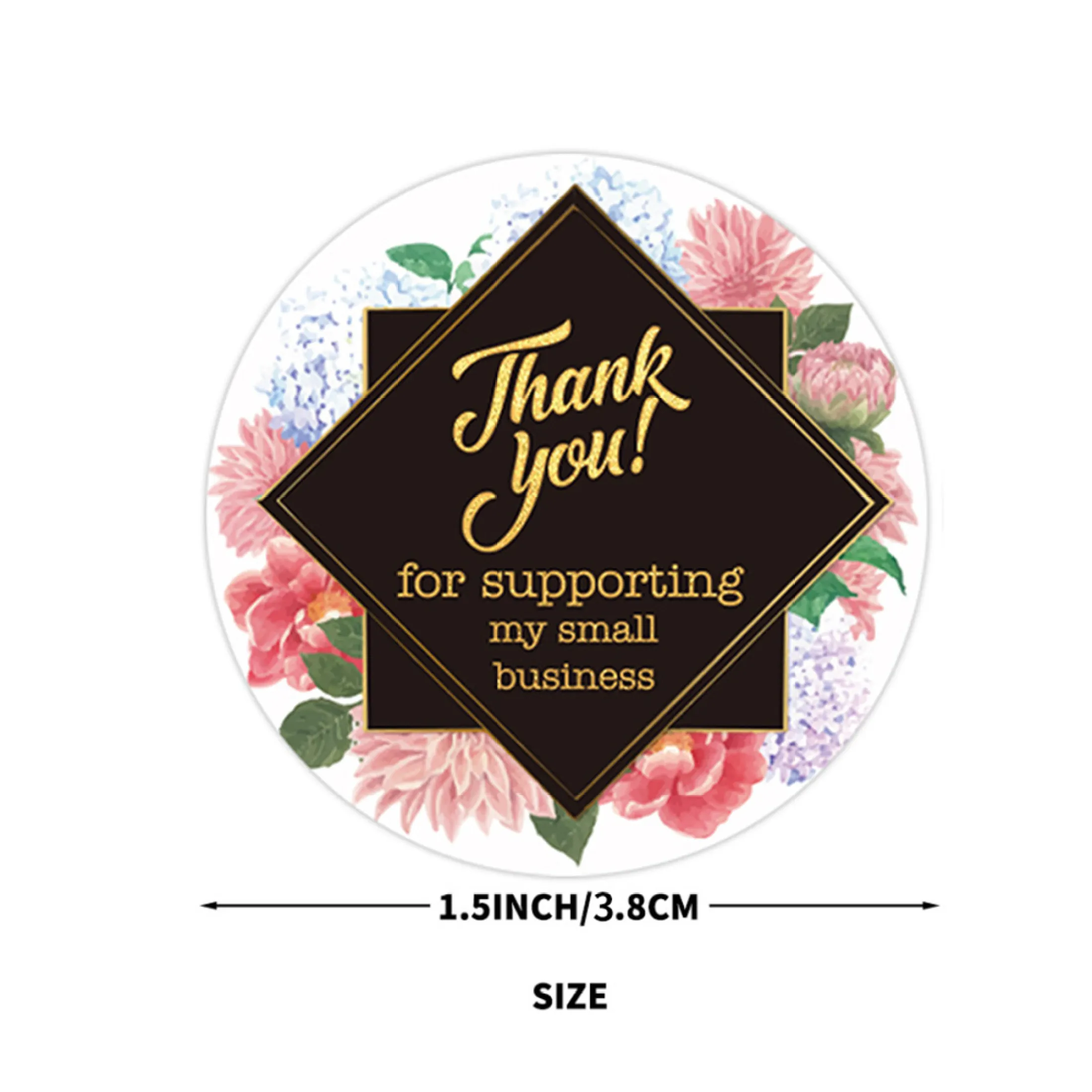 Round Thank You stickers perfect for Birthdays 500 Labels Per Roll Weddings  Giveaways 1 Round Thank You for Celebrating Stickers Labels Pastel Pink  with Golden Hearts Design Bridal Showers Labels, Indexes &