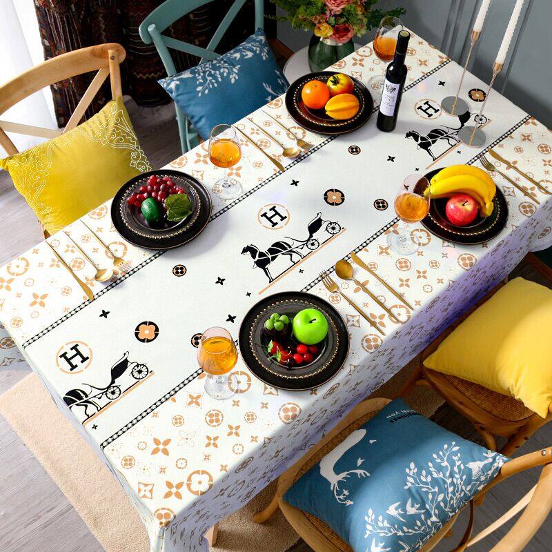 Gambar SHXUNHOOM PVC Waterproof Anti Scald,Oil Proof,Nice Dining Table Cloth Rectangular Coffee Table Table Cloth Desk Floral Print Table Mat Flowers and Trees