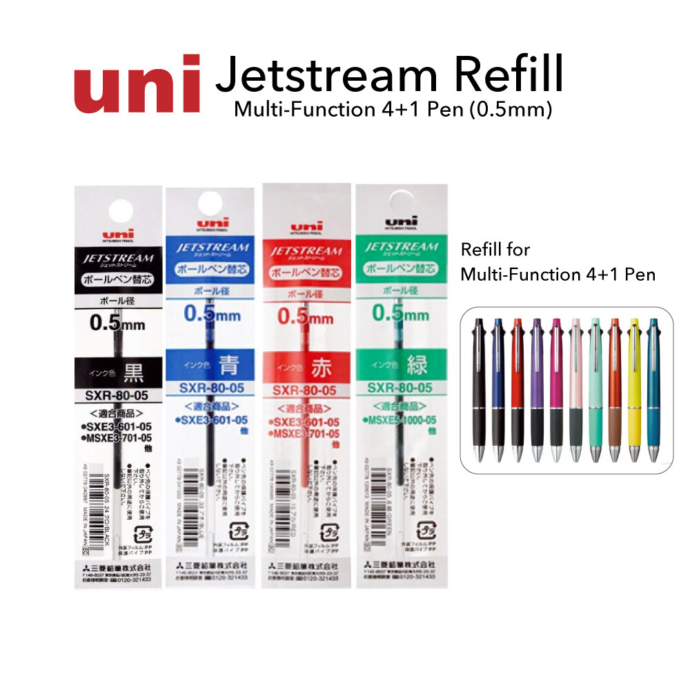 Uni Jetstream Multi-Function 4+1 PenRefill 4colors Black Blue Red Green SXR