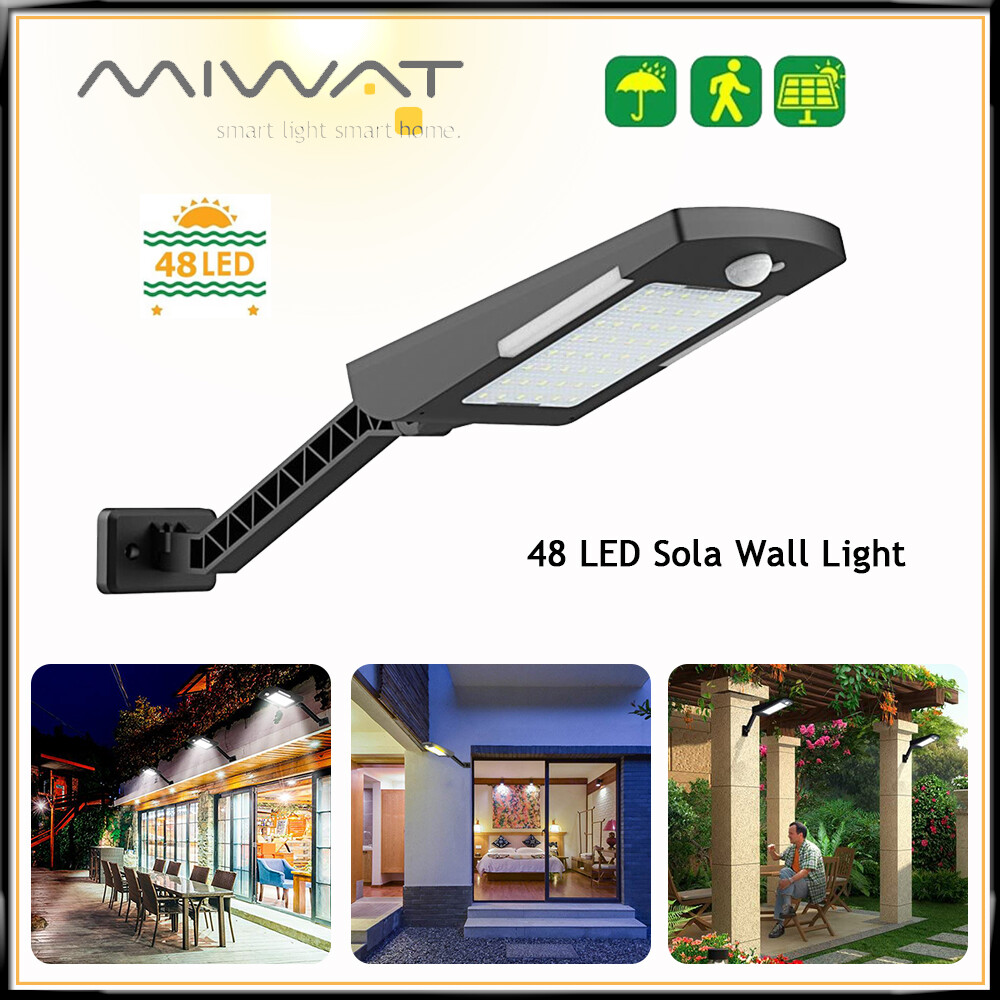 Đèn năng lượng mặt trời miwat, đèn tường cảm biến chuyển động năng lượng mặt trời chống nước ngoài trời đèn đường, 48 đèn led năng lượng mặt trời trang trí sân vườn độ sáng điều chỉnh được