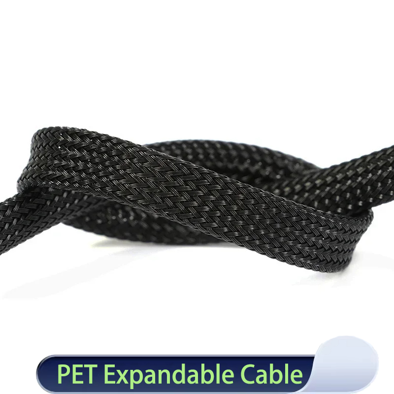 Cable Protector Wire, Black PET Braided Hoses, 2 to 60 mm, High Density Snakeskin Cable Wrap Sheath, Stretchy PET Braided Sleeve (25 mm x 3 m