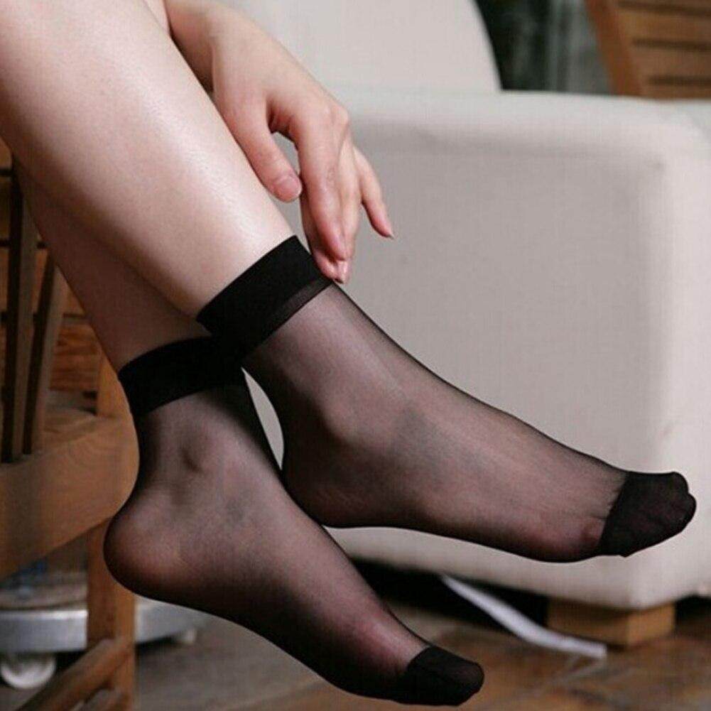10 Pairs Women Ultra Thin Crystal Transparent Elastic Silk Ankle Low Cut Socks
