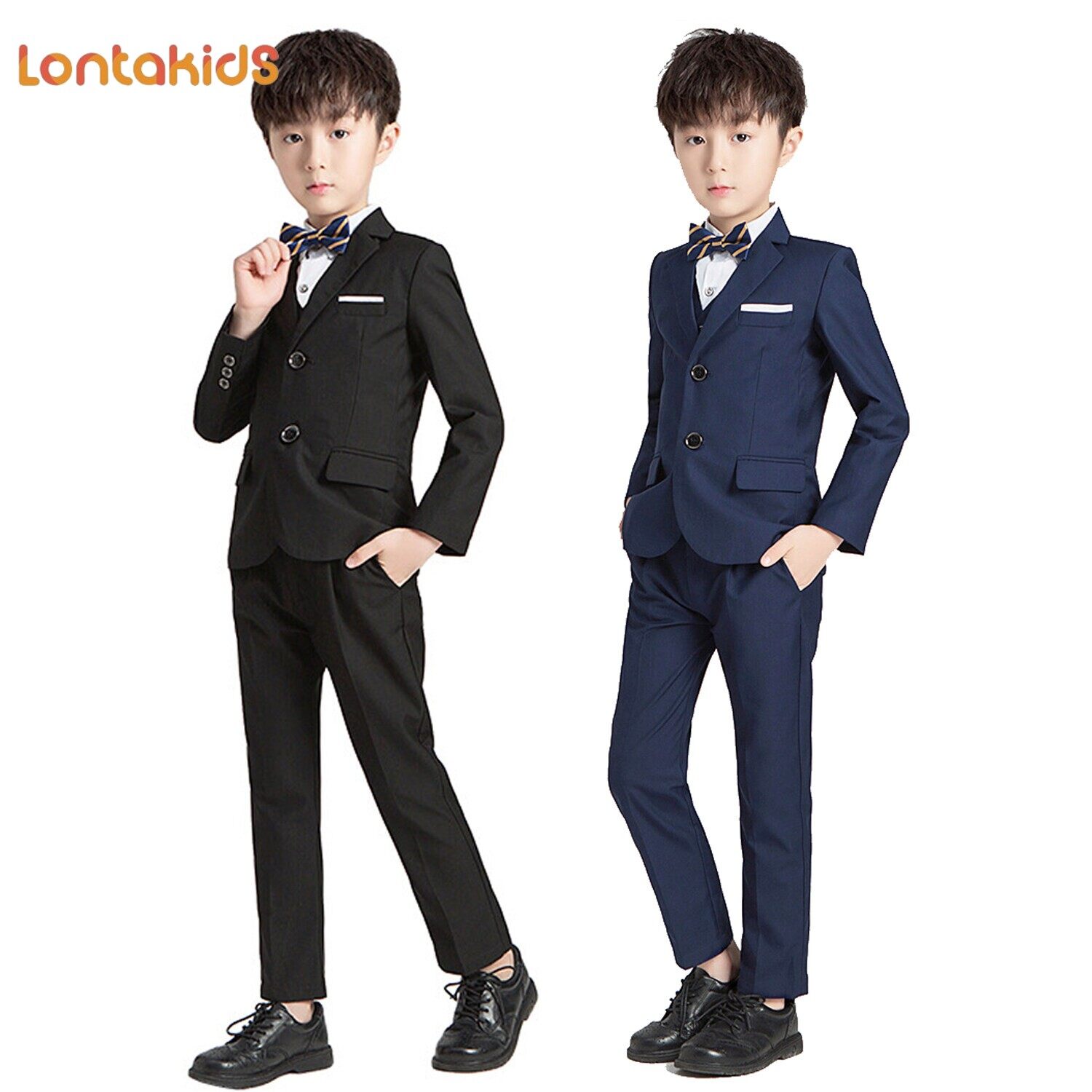 Lontakids Trang Phục Trang Trọng Cho Bé Trai, Bộ Com Lê Tuxedo Tiệc Cưới Đen Hải Quân Trang Phục