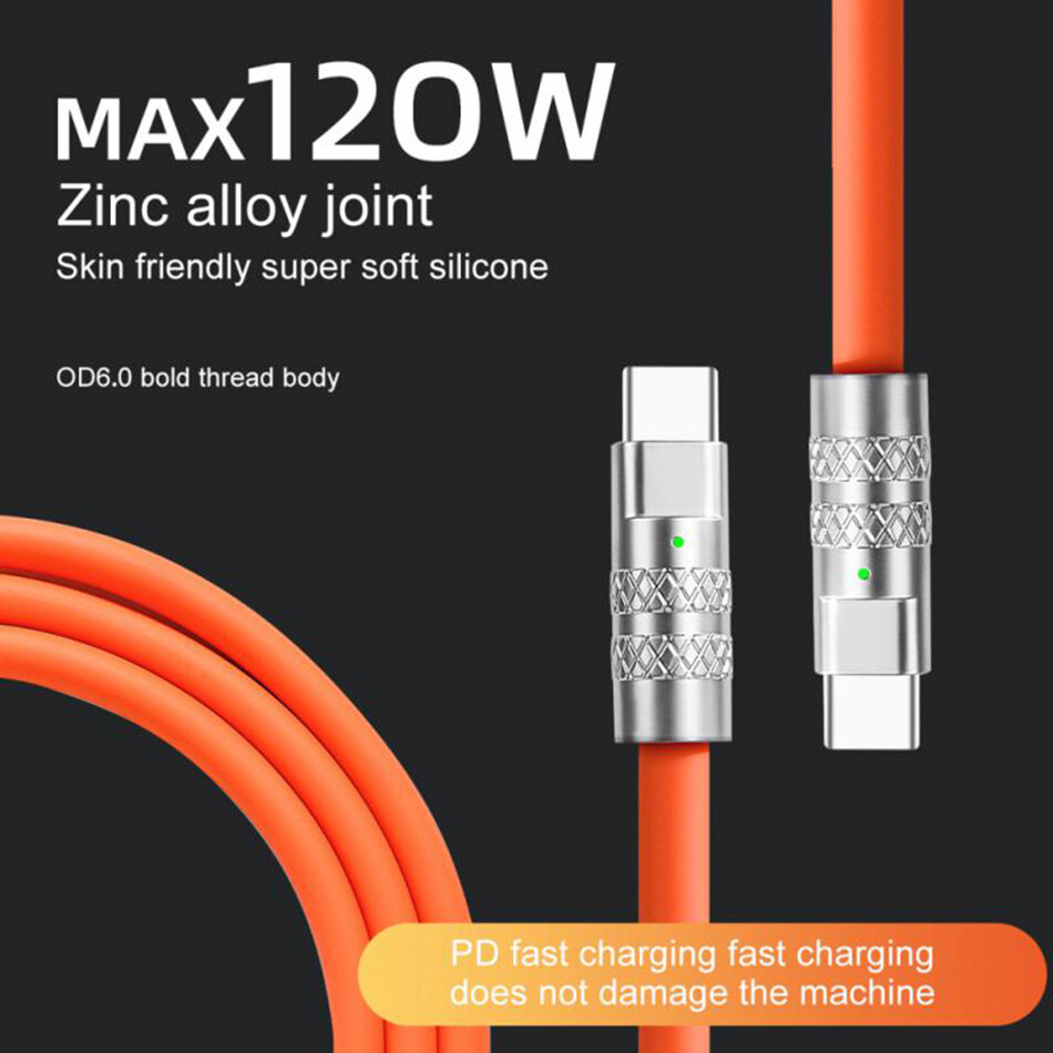 Cáp silicon lỏng pd type c sạc siêu nhanh 6a 120w cáp usb 2m sạc nhanh cáp sạc usb c sang c cho huawei xiaomi