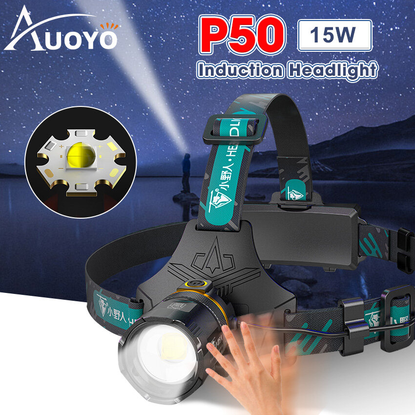 Auoyo đèn đội đầu mini siêu sáng, đèn pin đội đầu mini siêu sáng