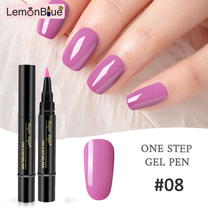 Gambar LemonBlue 1 Pcs 3 In 1 One Step Gel Varnish Pen Nail Gel Polish Special Design Pencils Durable Universal 3 In 1 One Step Special Design Home Salon Nail Gel Pen