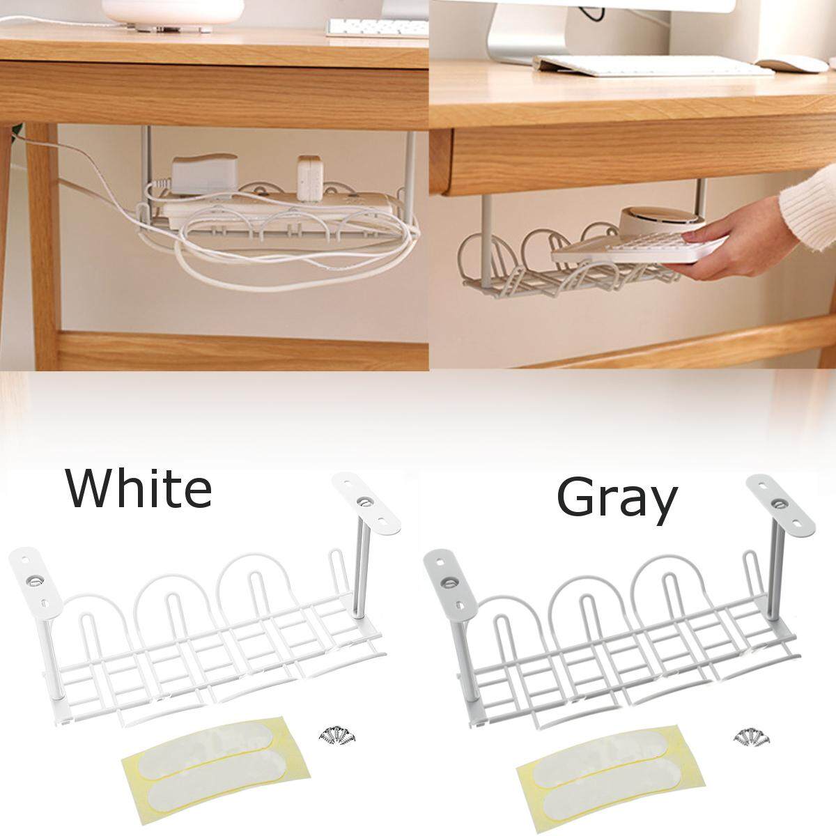 Under Desk Cable Management Tray Wire Cord Power Strip Adapter