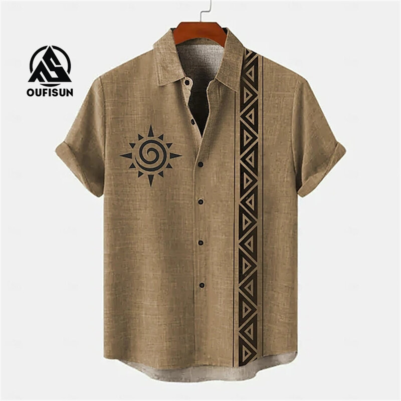 Áo sơ mi cổ điển cho áo sơ mi dân tộc Nam quá khổ Áo sơ mi bộ lạc nam áo sơ mi Hawaii