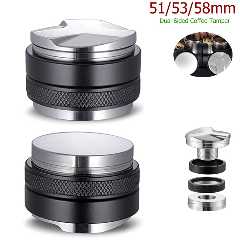 Dụng Cụ Nén Cà Phê Hai Mặt Bằng Thép Không Gỉ 304 51/53/58Mm, 3 Dốc Góc Và Đế Phẳng