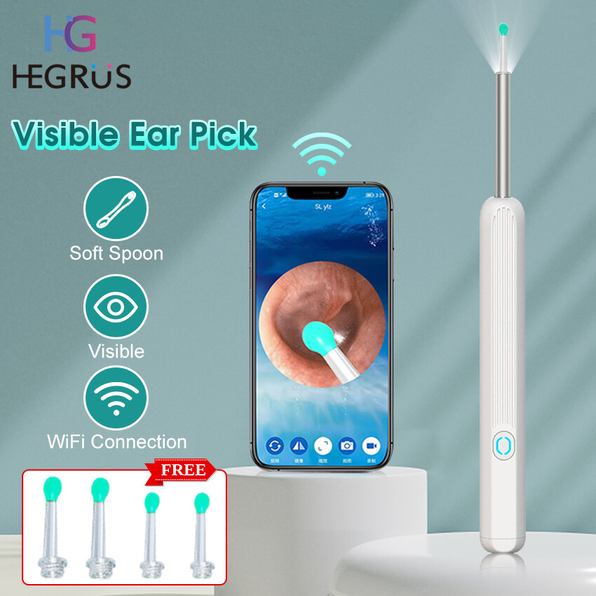 HEGRUS ear cleaner with light camera Ear Pick LED Flashlight Visible Ear Spoon Ear Wax Removal Ear Cleaner Visual Ear Scope Camera Safe Ear Pick Ear Cleaning Tool with HD Camera for Smart Phones ราคา 222 บาท*ส่งฟรี