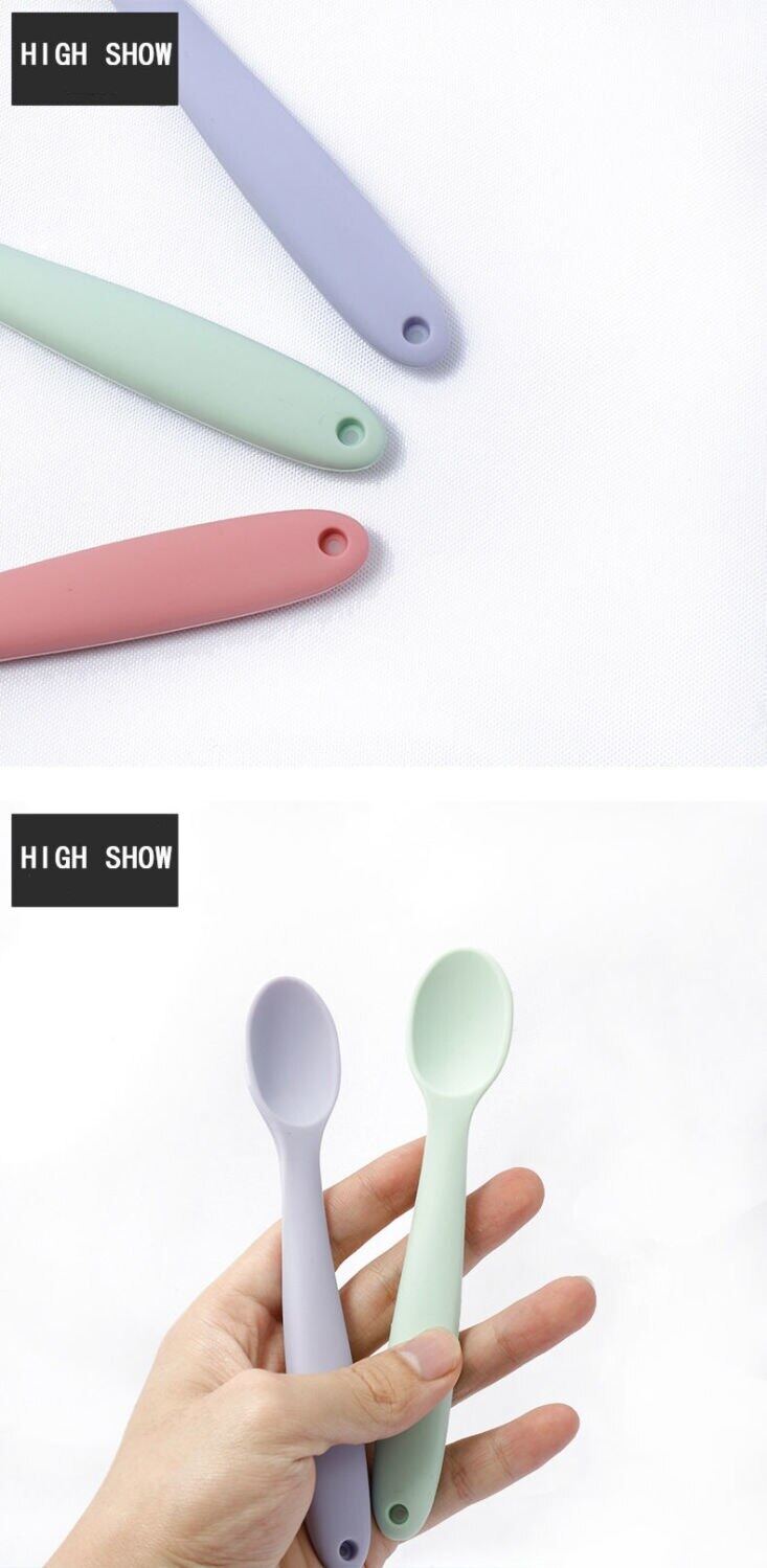 Baby Edible Silicon soft spoon eat learning baby food supplement spoon beginner training drop-proof and hot-proof children's tableware