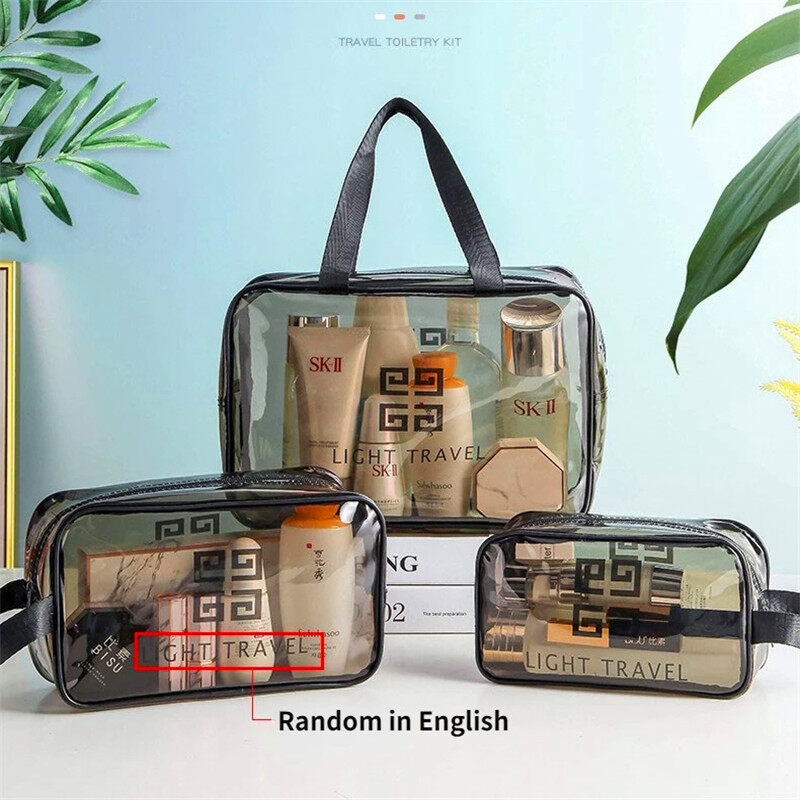 Gambar ??AFDAL??Cosmetic Bag Makeup Waterproof Transparent PVC Toiletry Bag PU Portable Shower Bag Outdoor Travel Storage Wash Bag ??????? ???