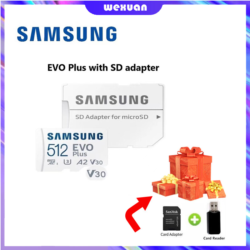 Samsung Evo Plus 512GB 256GB 128GB 64GB 32GB 16GB Micro SD Class 10 UHS-I U3 V30 A2 W/Bộ Chuyển Đổi SD