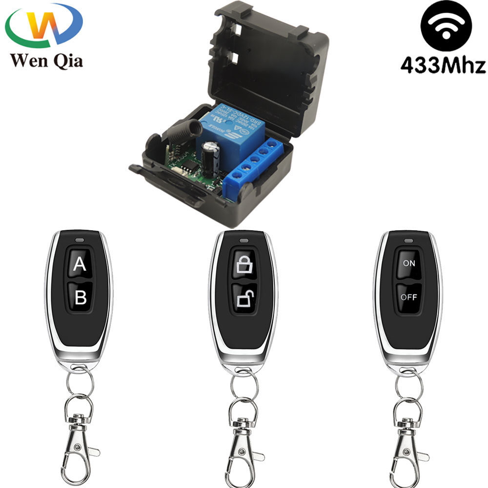 Mô-đun thu rơ le WenQia DC 12V 1Ch 10A công tắc điều khiển từ xa không dây với bộ phát ON/OFF cho khóa điện tử/ tự làm/ đèn/ LED-INTL