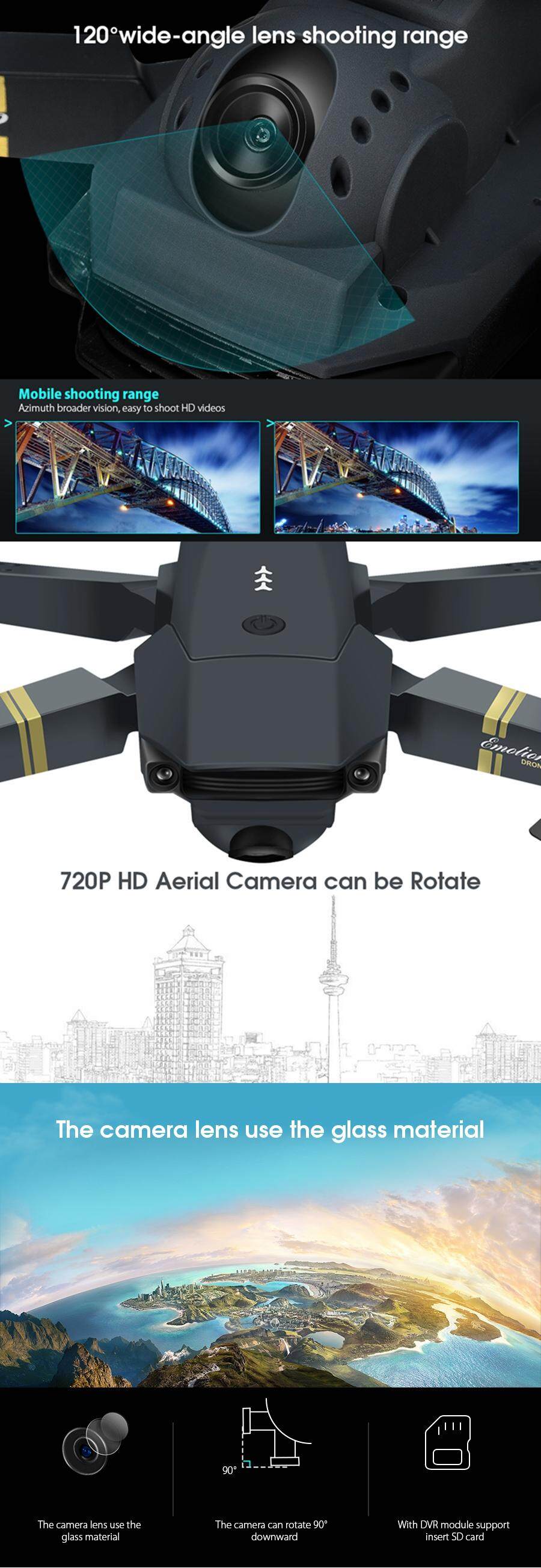 ข้อมูลประกอบของ (ส่งมาจากประเทศไทย)โดรนบังคับ E58 WIFI FPV With Wide Angle HD 1080P Camera โดรนติดกล้อง Hight Hold Mode Foldable Arm RC Qpter Drone โดรนบังคับ X Pro RTF Dron For Gift