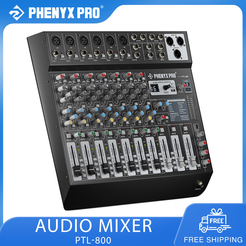 Phenyx Pro PTL-800 8-Channel Audio Mixer w/ AUX BUS SUB 16 DSP BT&USB Mixing Console for Stage Home Studio ราคา 10,590 บาท*ส่งฟรี