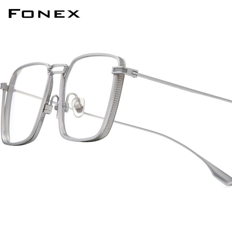  FONEX Titan nguyên chất Gọng kính người đàn ông thiết kế thương hiệu retro cổ điển lớn quá khổ Kính mắt dáng vuông kinh doanh đầy đủ rim Nhật Bản chất lượng cao siêu nhẹ tùy chỉnh kính mắt cho mắt 85721 