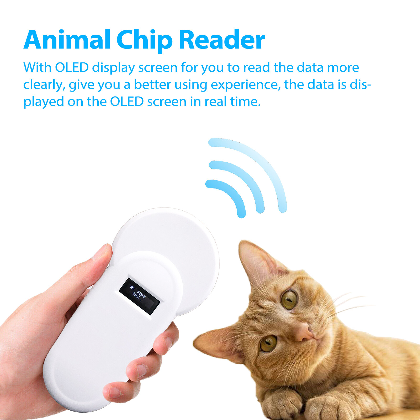 H01-T  Handheld Portable Animal Chip Reader  Animal Tags  Reader OLED Display FDX-B Format Supports with Buzz-er for Poultry Livestock  Breeding Management 