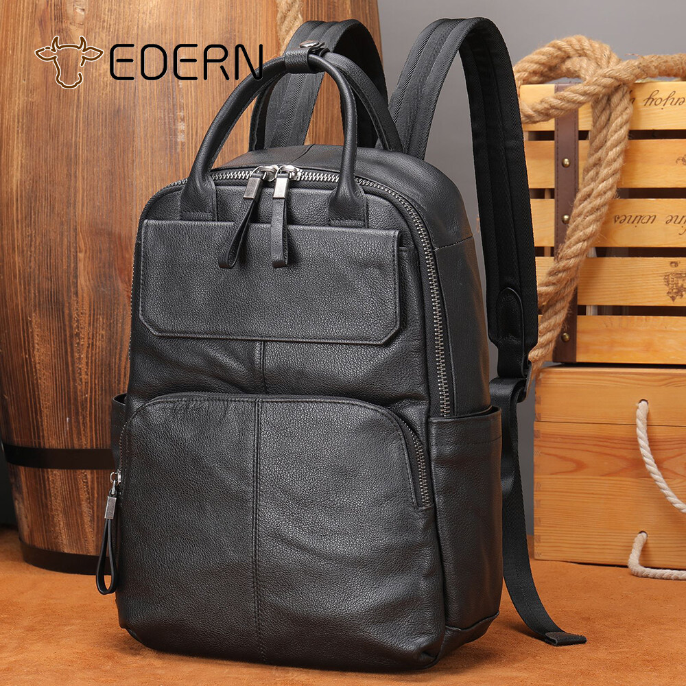 Ba lô da thật cho nam thời trang thường ngày da bò cặp sách sức chứa lớn Ba lô du lịch doanh nhân Túi đựng máy tính xách tay 13.3 inch