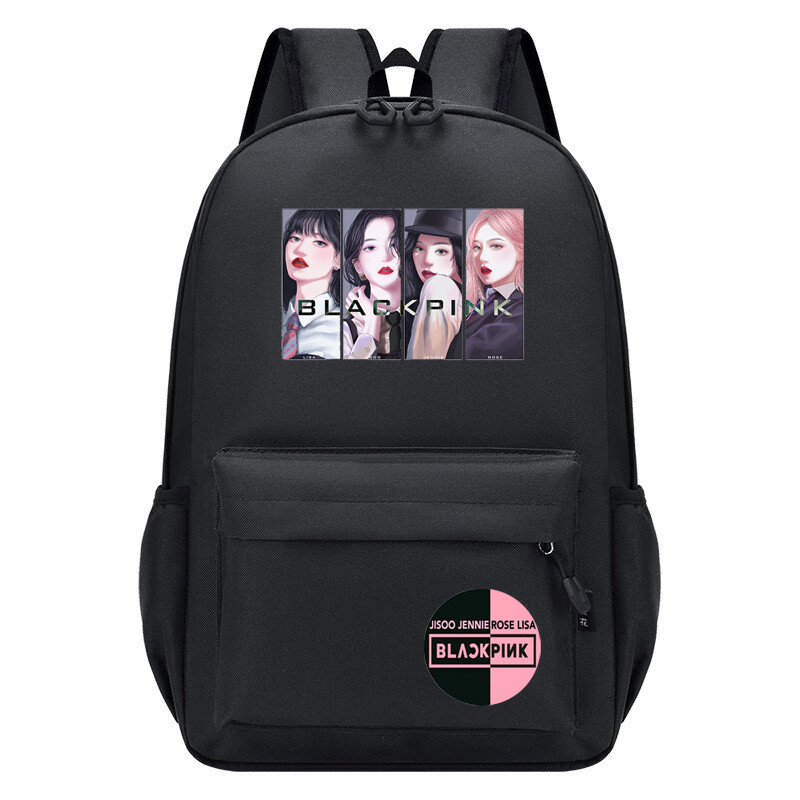 Blackpink Themed Waterproof Nylon Backpack For Girls - Dual