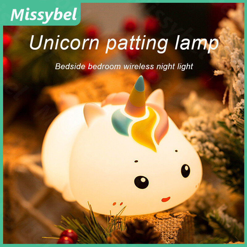 Đèn ngủ led unicorn mới cho trẻ em đèn ngủ sạc usb đèn led rgb cảm ứng trang trí phòng quà tặng trẻ em bé gái
