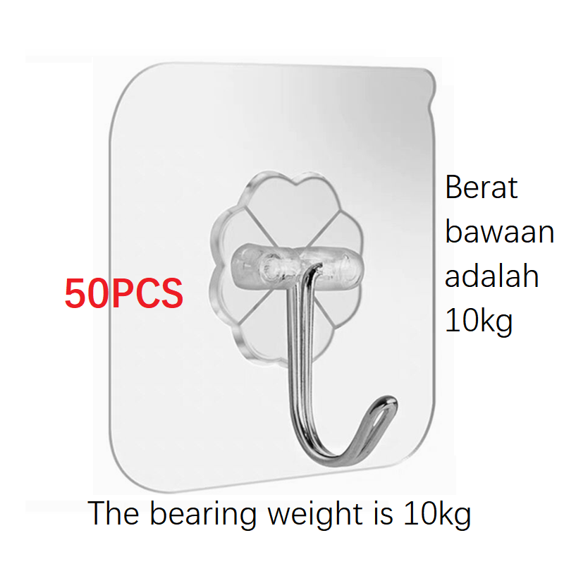 Gambar Magic seamless hook powerful non mark free hole waterproof dampproof self sticky metal adhesive adsorption hanger hook E 18th Hot Powerful and seamless paste hook Adhesive paste Wall hanging load bearing suction cup kitchen hook Powerful viscose hook tran