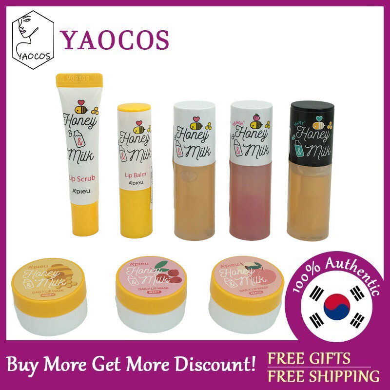 [A'pieu] tẩy da chết cho môi mật ong & sữa/Son dưỡng môi/dầu thoa môi/gói ngủ môi/Mặt nạ môi