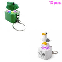 3PCS Funny Seagull Mine Keychain with Sound Light Type-C Rechargeable Stress Relief Glowing Toy Cute Bag Pendant Desktop Decorations Novelty Gift