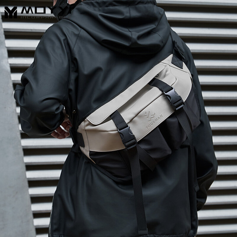 MOYYI Sling Bags Personalised Trend Men's Crossbody Ipad Zip Waterproof Fashion Multilayer Chest Bag Daily Commute Cycling Premium Crossbody Bags