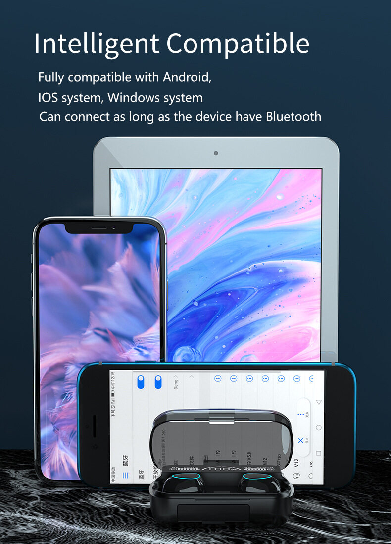 VITOG Tai Nghe Bluetooth 5.1 TWS Hộp Sạc 2500MAh Tai Nghe Không Dây Thể Thao