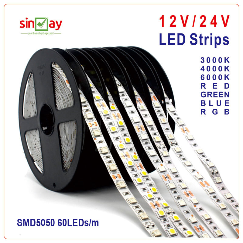 Sinvay SMD5050 60LED m Dải LED linh hoạt Ánh sáng Trắng ấm Trắng trung
