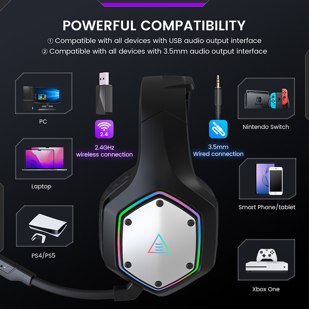 EKSA E900 BT 2.4GHz Wireless Bluetooth Headphones 7.1 USB/Type C Wired Gaming  Headset Gamer with ENC Mic For PC/PS4/PS5/Xbox,50H - AliExpress