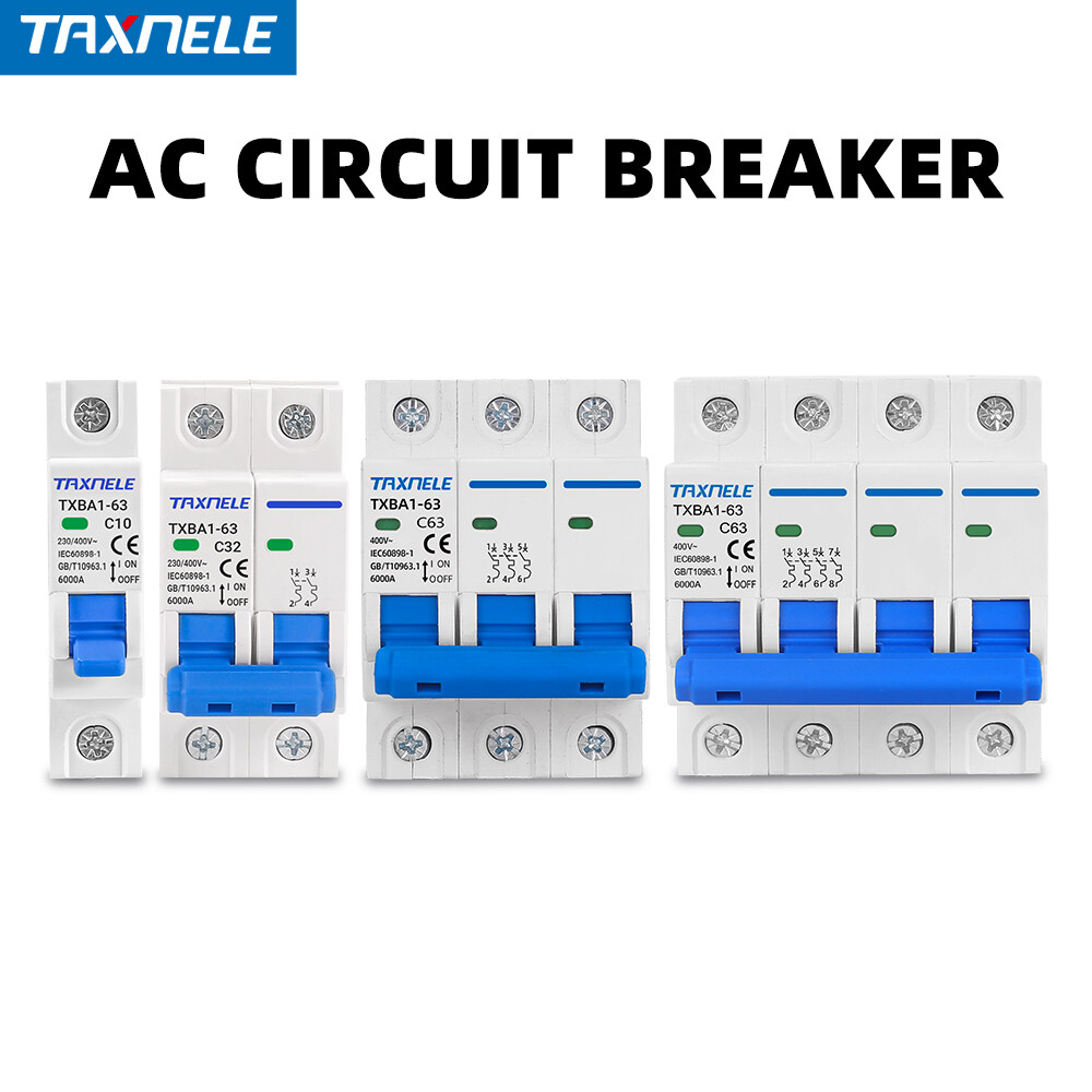 AC MCB 230V 400V 50HZ 60HZ Mini Circuit breaker 1P 2P 3P 4P 32A 63A Short Overload Protector Din Rail Mounting Miniature Household Air Switch