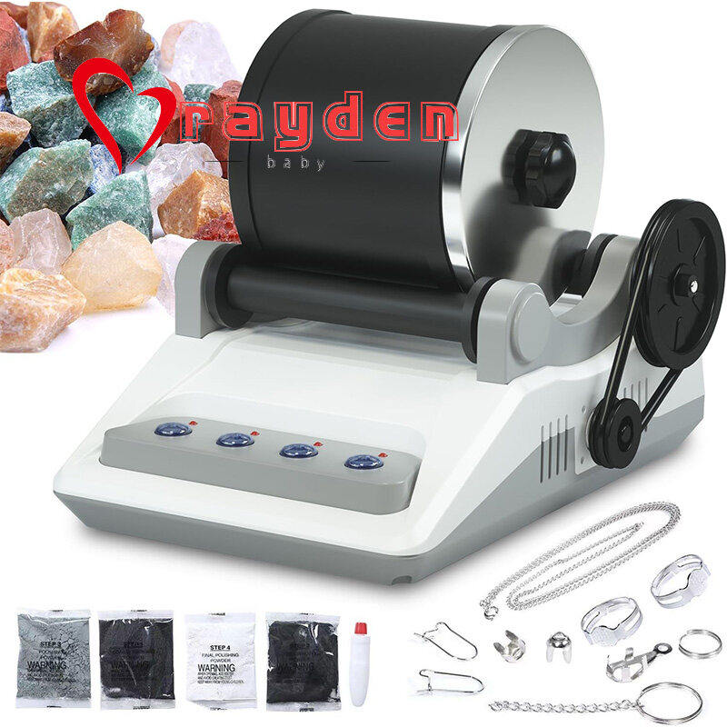 Rock Tumbler Kit, Professional Rock Polisher with Rough Gemstones and 4