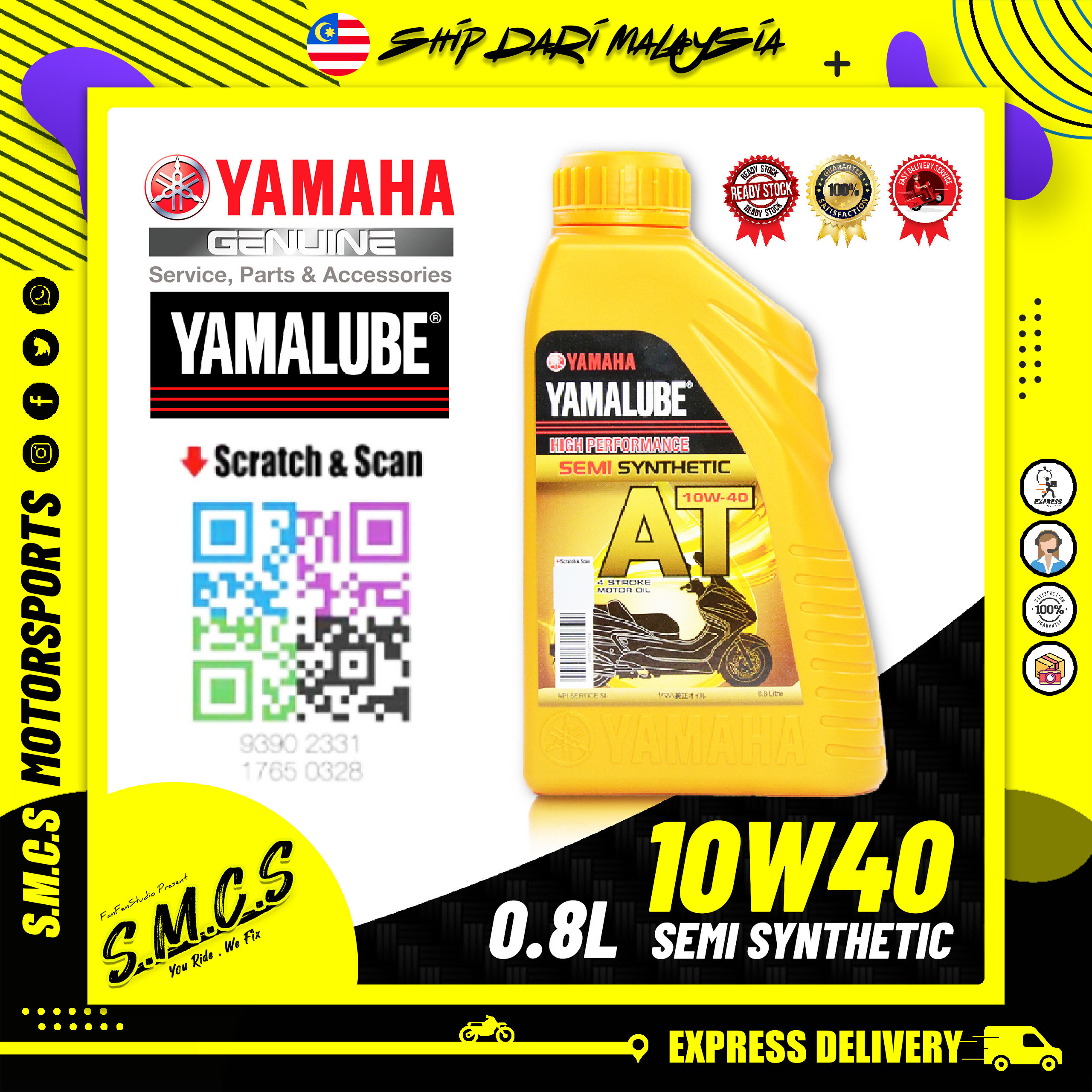 Yamaha Yamalube 10w 40 At Scooter Oil High Performance Semi Synthetic