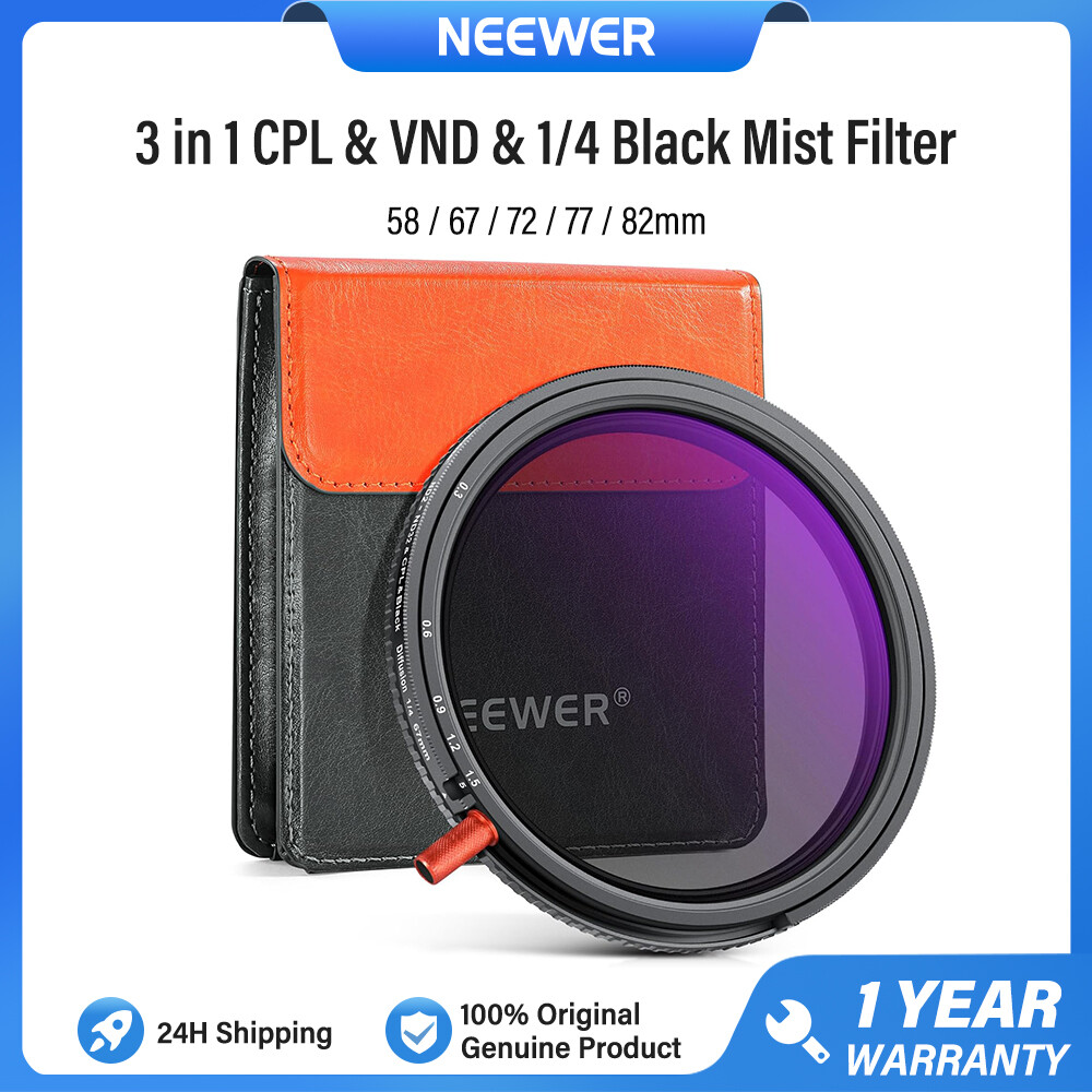 NEEWER 3 in 1 Camera Lens Filter Bộ lọc ND2-32 & CPL & 1 4 Black Diffusion Black Mist có thể thay đổi Kính quang học HD nhiều lớp Bộ lọc ống kính máy ảnh 58 67 72 77 82mm
